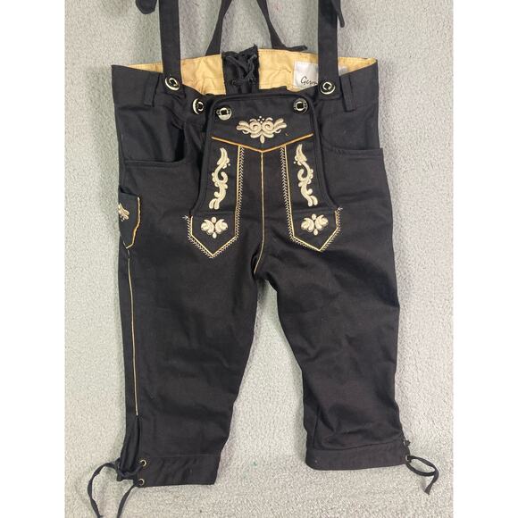 Men's Black Bavarian Lederhosen Jeans Suspenders Pants Sz 46 XS German - Picture 5 of 17